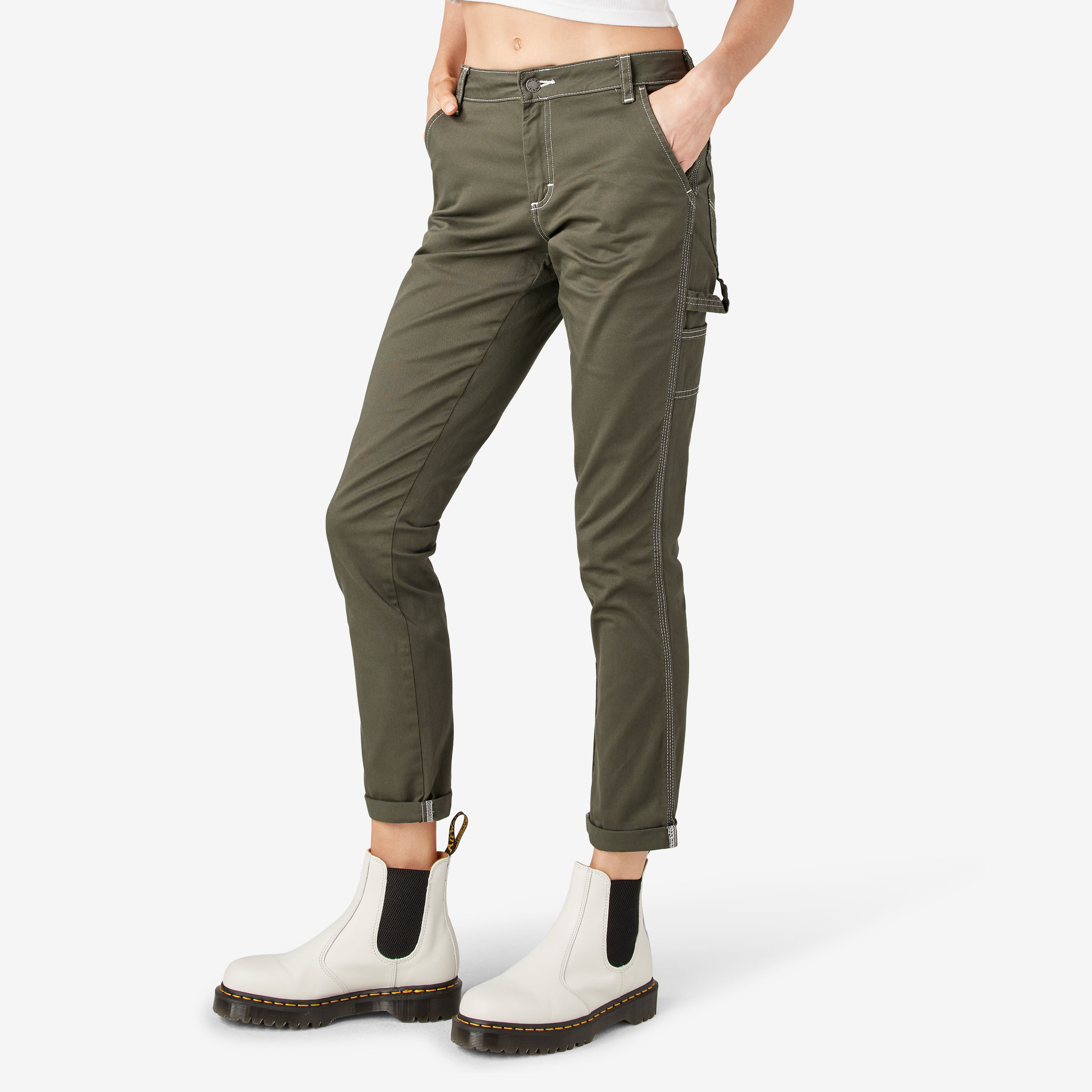 Women s Slim Straight Fit Roll Hem Carpenter Pants Dickies Canada