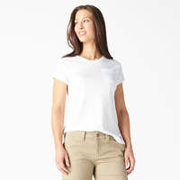 T-shirt rafraîchissant à manches courtes et à poche pour femmes - White (WH)