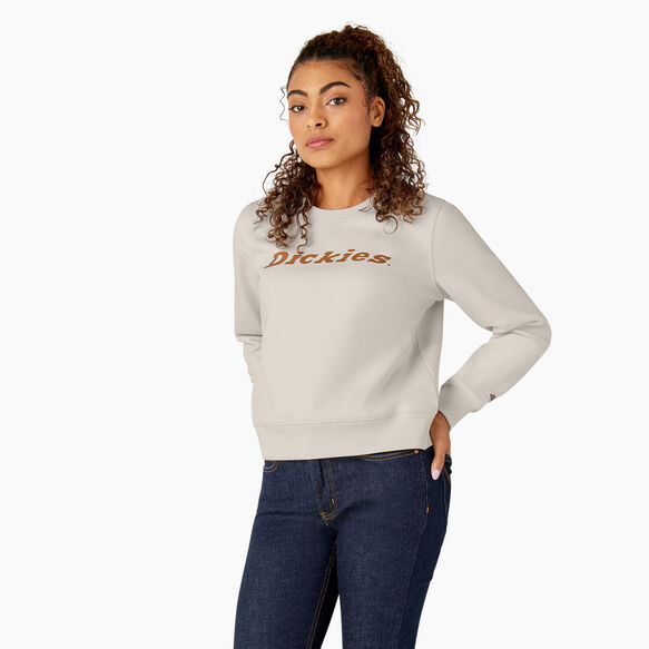 Chandail molletonn&eacute; imprim&eacute; &agrave; encolure ras du cou pour femmes - Cream &#40;CR9&#41;