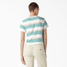 T-shirt &agrave; poche court et ray&eacute; pour femmes - Pastel Turquoise Stripe &#40;SQS&#41;