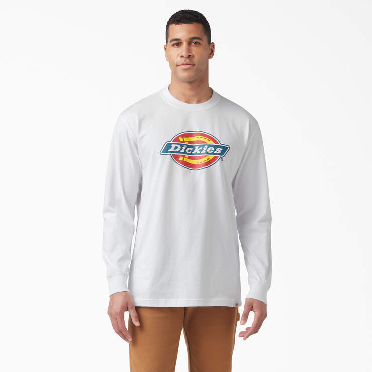 T-shirt imprimé avec logo tricolore à manches longues - White (WH) numéro de l’image 1