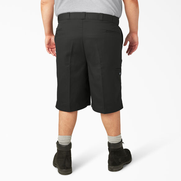 Loose Fit Flat Front Work Shorts, 13&quot; - Black &#40;BK&#41;