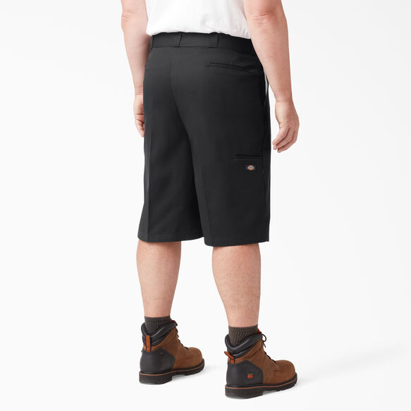 Loose Fit Flat Front Work Shorts, 13&quot; - Black &#40;BK&#41;