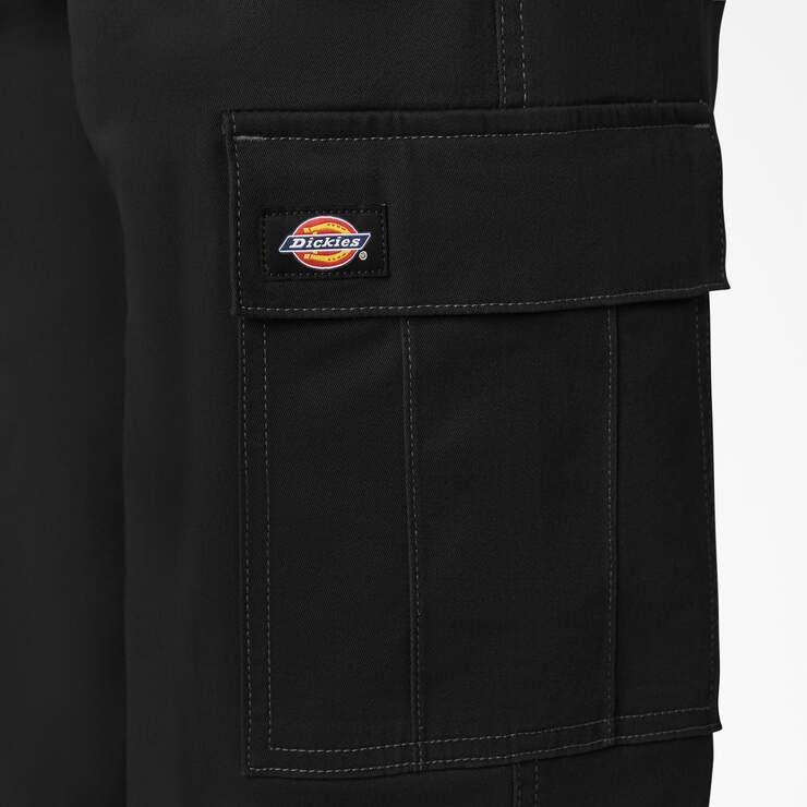 Pantalon cargo court de coupe décontractée à coutures contrastées pour femmes - Black (BKX) numéro de l’image 7