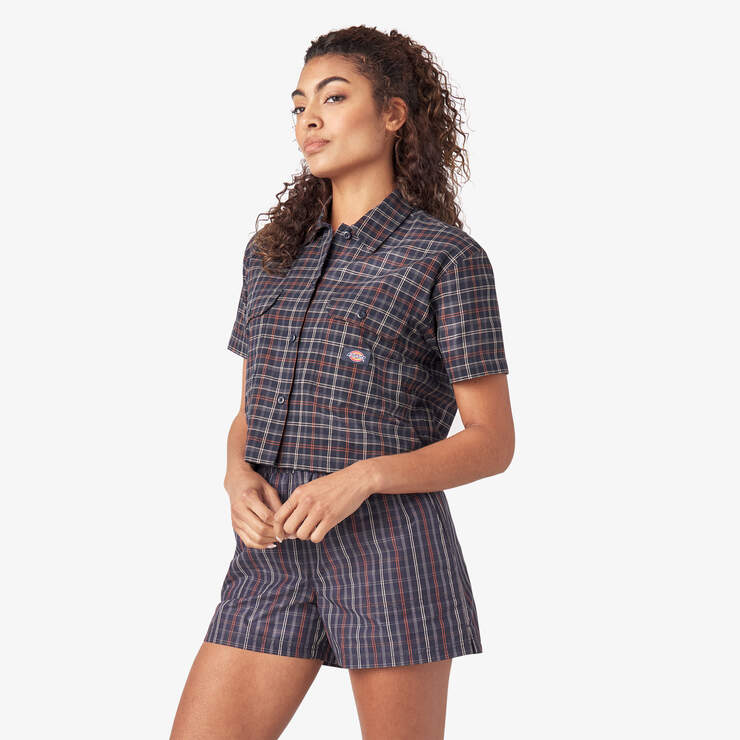 Women’s Surry Cropped Work Shirt - Navy Outdoor Plaid (NDY) image number 3