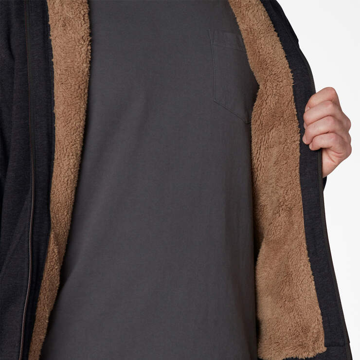 High Pile Fleece Lined Full Zip Hoodie - Black (KBK) image number 5