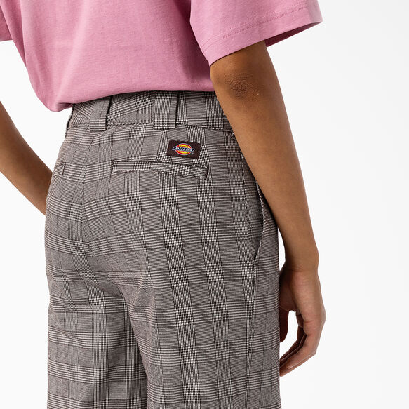 Pantalon &agrave; taille haute et &agrave; jambe large Bakerhill pour femmes - Brown Plaid &#40;BP3&#41;