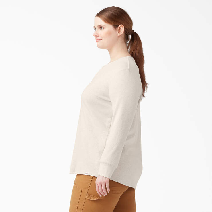 Women's Plus Long Sleeve Thermal Shirt - Oatmeal Heather (O2H) image number 3