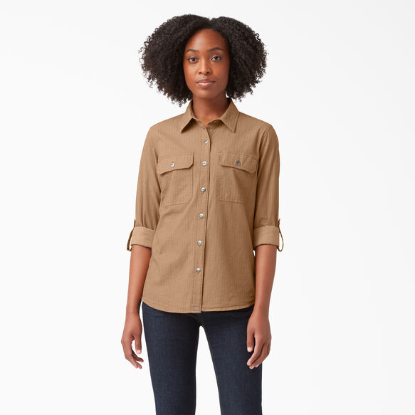 Women&rsquo;s Long Sleeve Roll-Tab Work Shirt - Nutmeg Yarn Dye &#40;NSD&#41;