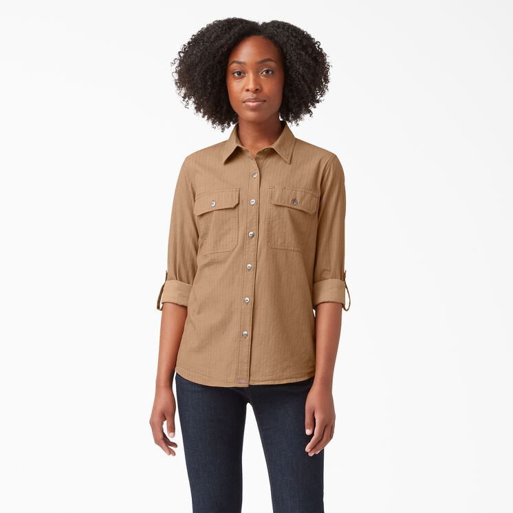 Women&rsquo;s Long Sleeve Roll-Tab Work Shirt - Nutmeg Yarn Dye &#40;NSD&#41;