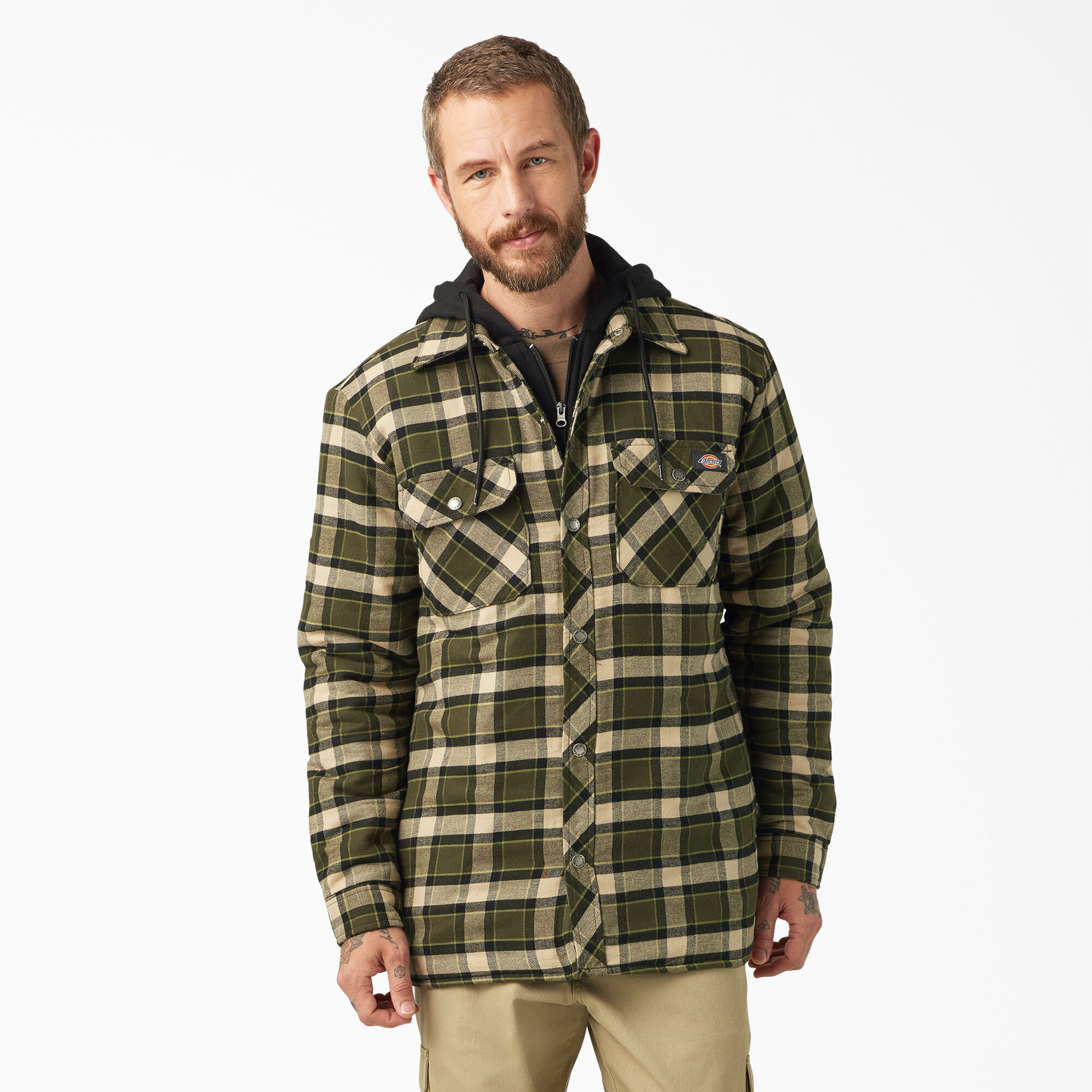 Veste chemise a capuchon hydrofuge en flanelle