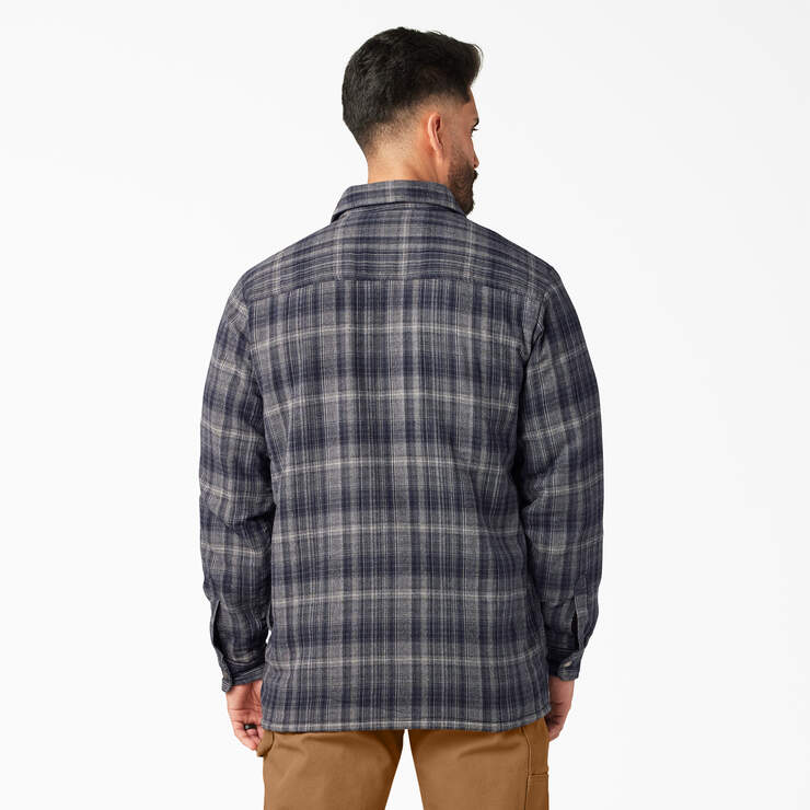 Water Repellent Fleece-Lined Flannel Shirt Jacket - Charcoal/Black Ombre Plaid (A1T) image number 2