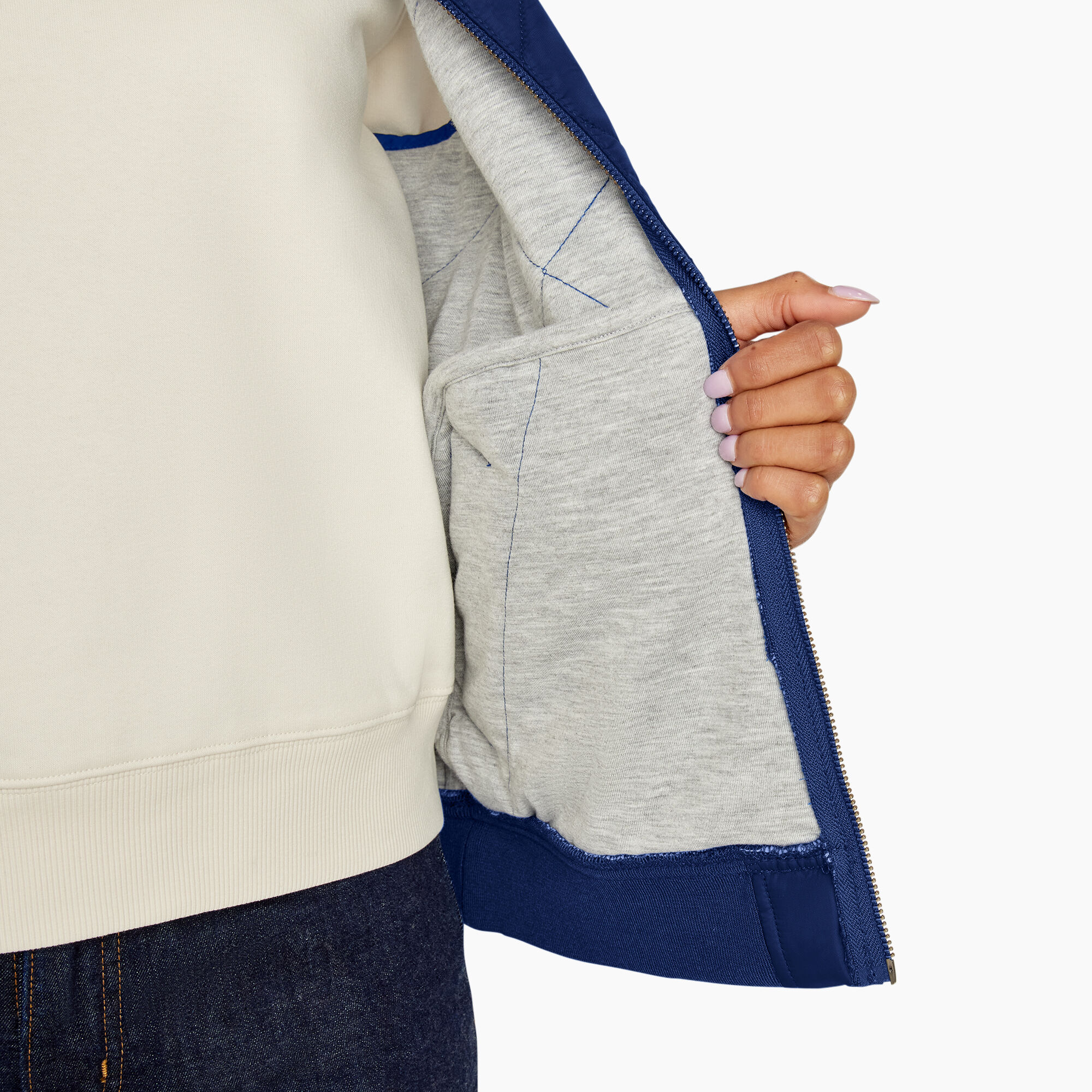 Navy quilted vest womens store