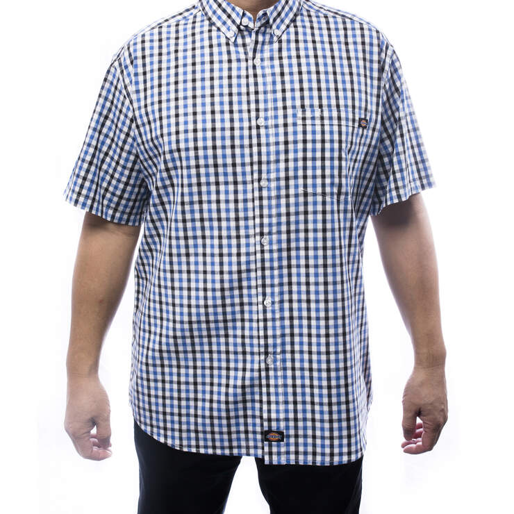 Men's short sleeves plaid shirt - Black (BLK) image number 1