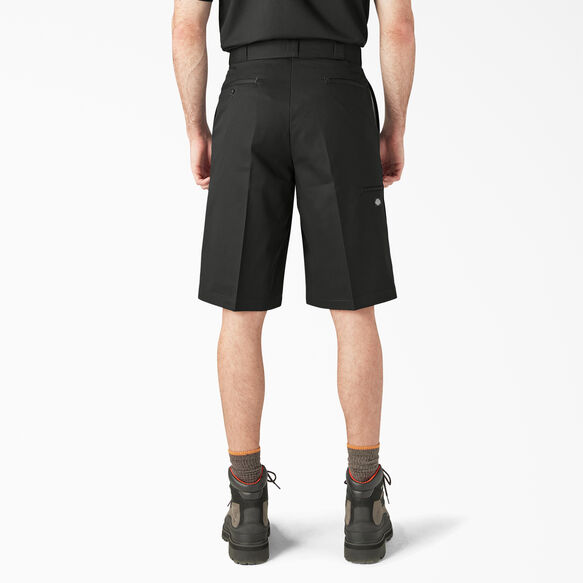 Loose Fit Flat Front Work Shorts, 13&quot; - Black &#40;BK&#41;