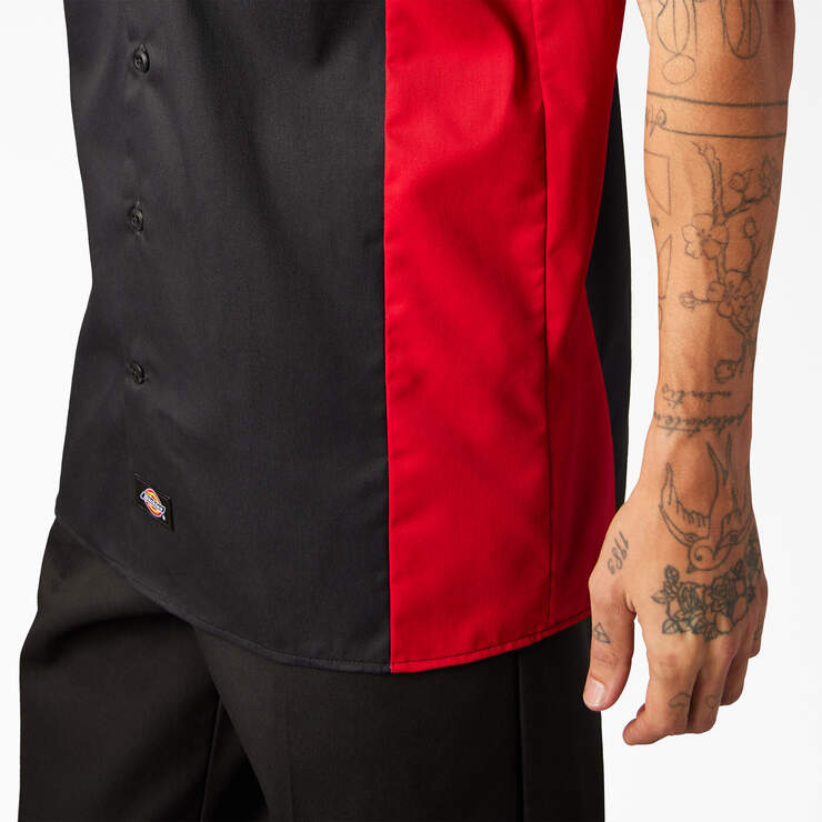 Two-Tone Short Sleeve Work Shirt - Black/English Red (BKER) image number 8