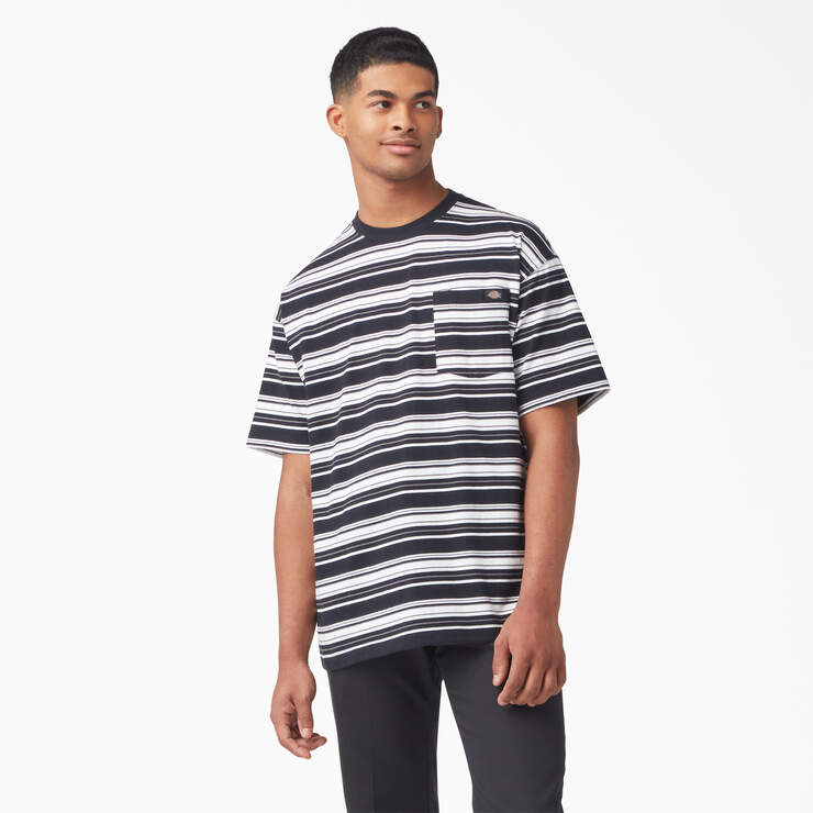 T-shirt à poche rayé à manches courtes - Black Variegated Stripe (BSA) numéro de l’image 1