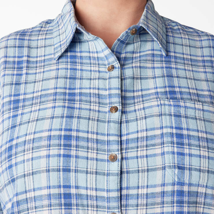 Chemise en flanelle à motif tartan à manches longues pour femmes taille plus - Clear Blue/Orchard Plaid (B2Y) numéro de l’image 7