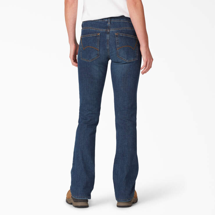Jeans en denim à jambe semi-évasée Forme parfaite pour femmes - Stonewashed Indigo Blue (SNB) numéro de l’image 2