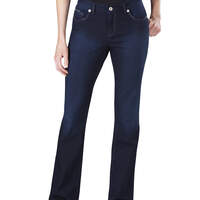 Jeans en denim pour femmes, coupe ajustée, jambe semi-évasée - VINTAGE DARK 1 (VND1)