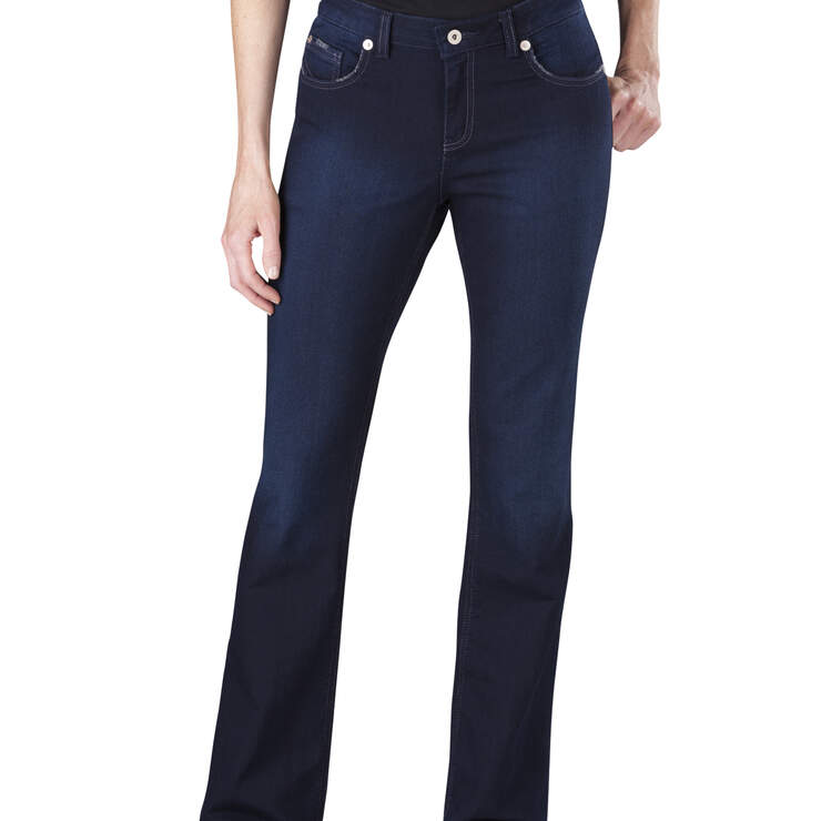 Jeans en denim pour femmes, coupe ajustée, jambe semi-évasée - VINTAGE DARK 1 (VND1) numéro de l’image 1