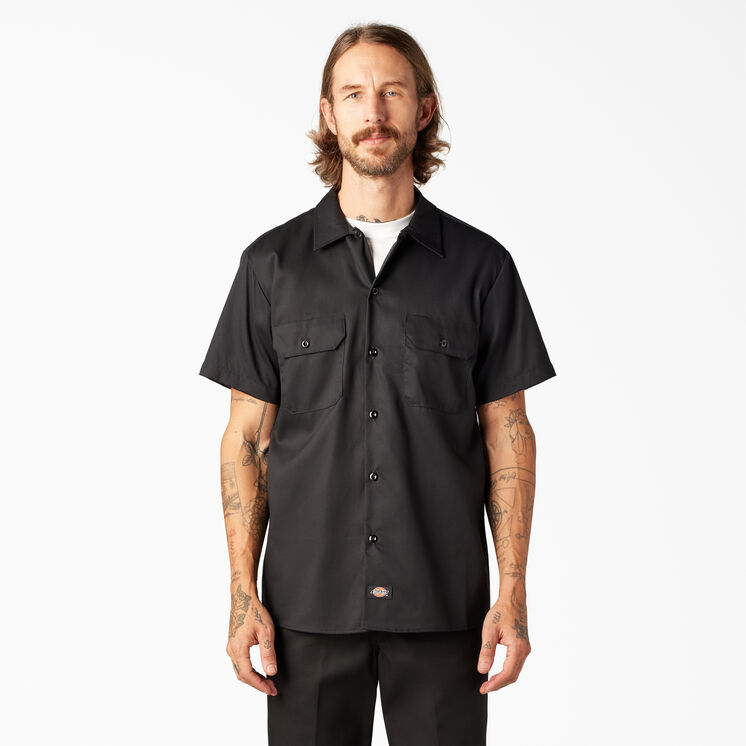 Slim Fit Short Sleeve Work Shirt - Black &#40;BK&#41;