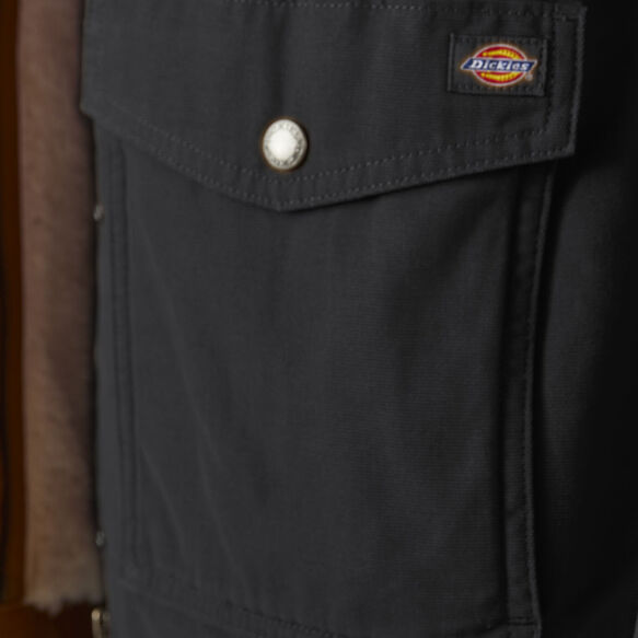 Manteau travailleur en coutil doubl&eacute; en molleton long - Rinsed Black &#40;RBKX&#41;
