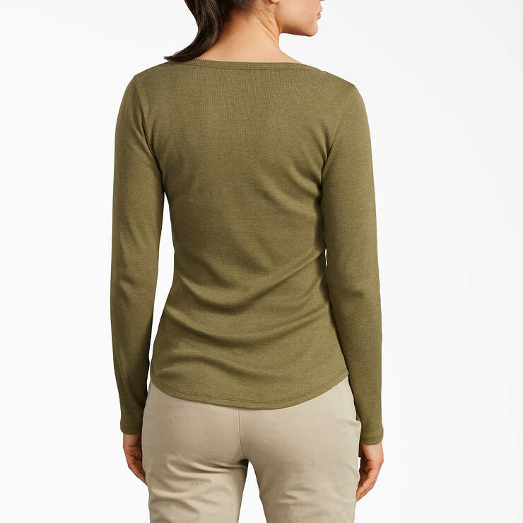 Women's Henley Long Sleeve Shirt - Olive (UOD) image number 2