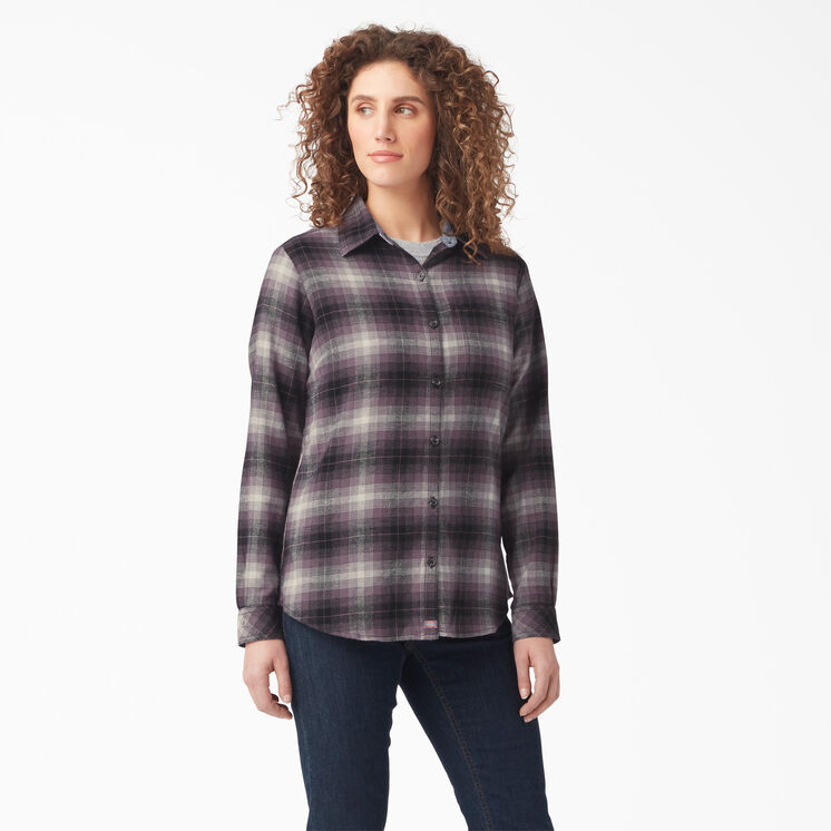 Chemise en flanelle &agrave; manches longues et &agrave; motif tartan pour femmes - Dusty Purple Highland Plaid &#40;B2X&#41;