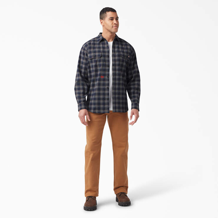 FLEX Long Sleeve Flannel Shirt - Ink Navy/Chocolate Brown Plaid (B1R) image number 4