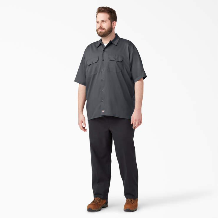 FLEX Relaxed Fit Short Sleeve Work Shirt - Charcoal Gray (CH) image number 10