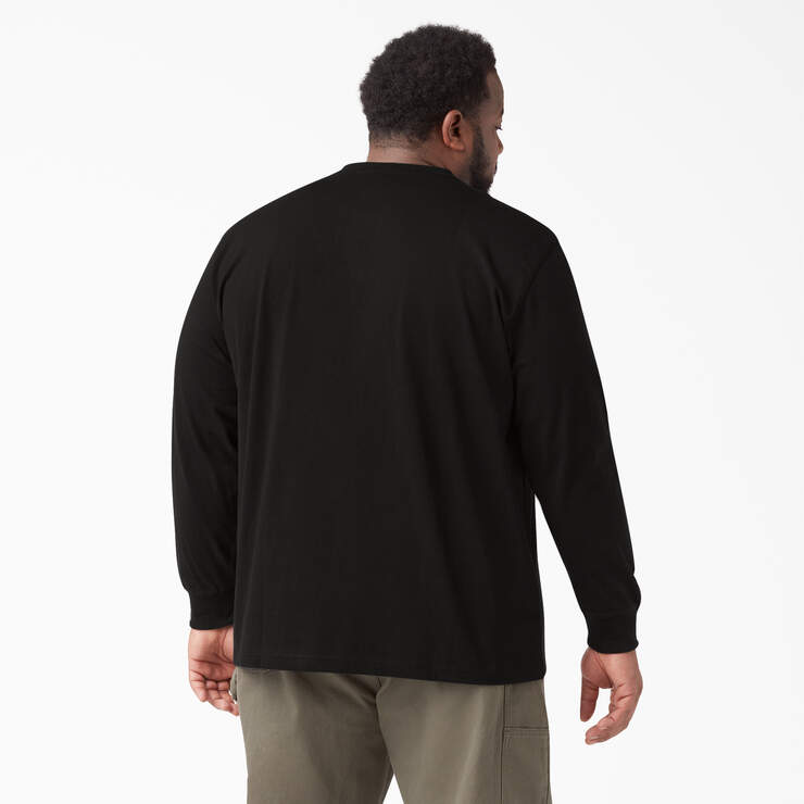 Heavyweight Long Sleeve Henley T-Shirt - Black (BK) image number 5