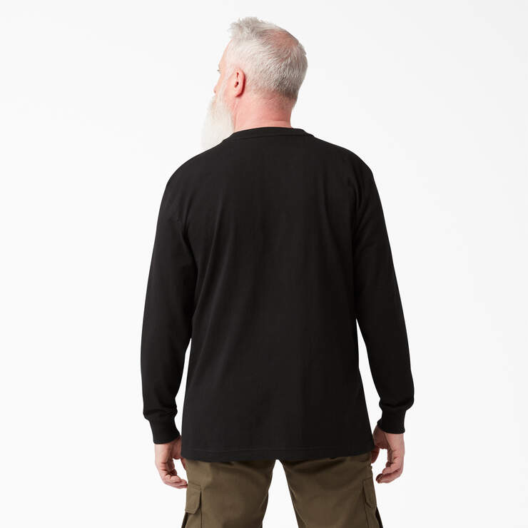Heavyweight Long Sleeve Henley T-Shirt - Black (BK) image number 2