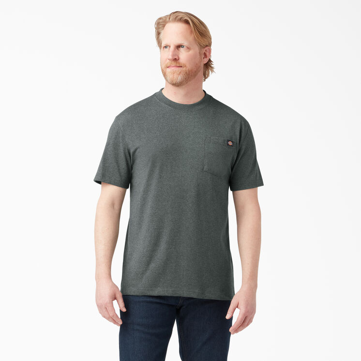 Heavyweight Heathered Short Sleeve Pocket T-Shirt - Hunter Green &#40;GHH&#41;