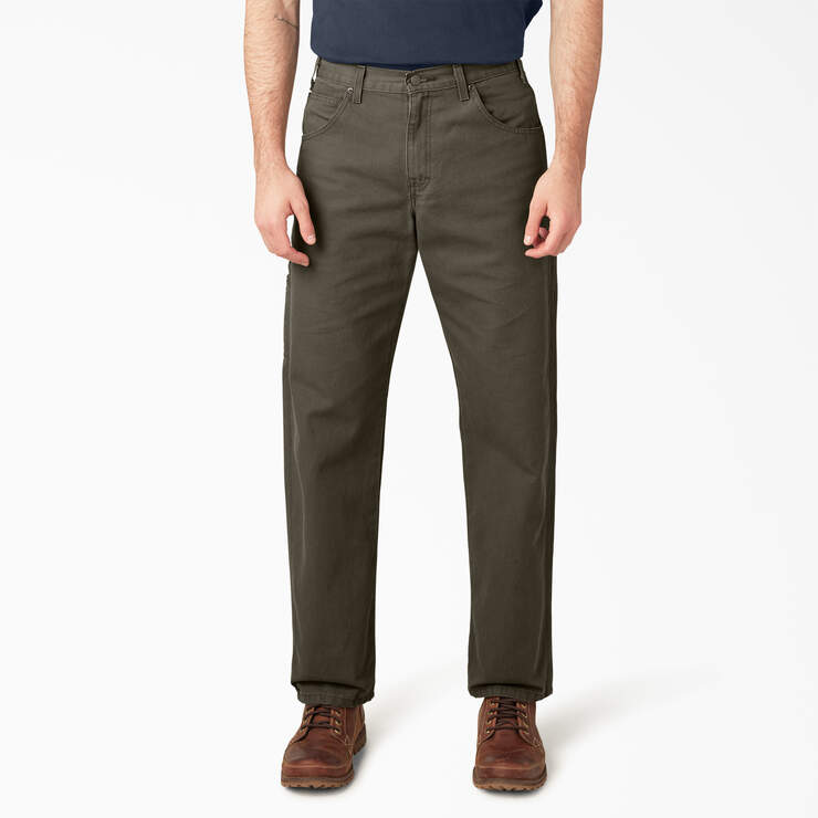 Relaxed Fit Heavyweight Duck Carpenter Pants - Rinsed Moss Green (RMS) image number 1