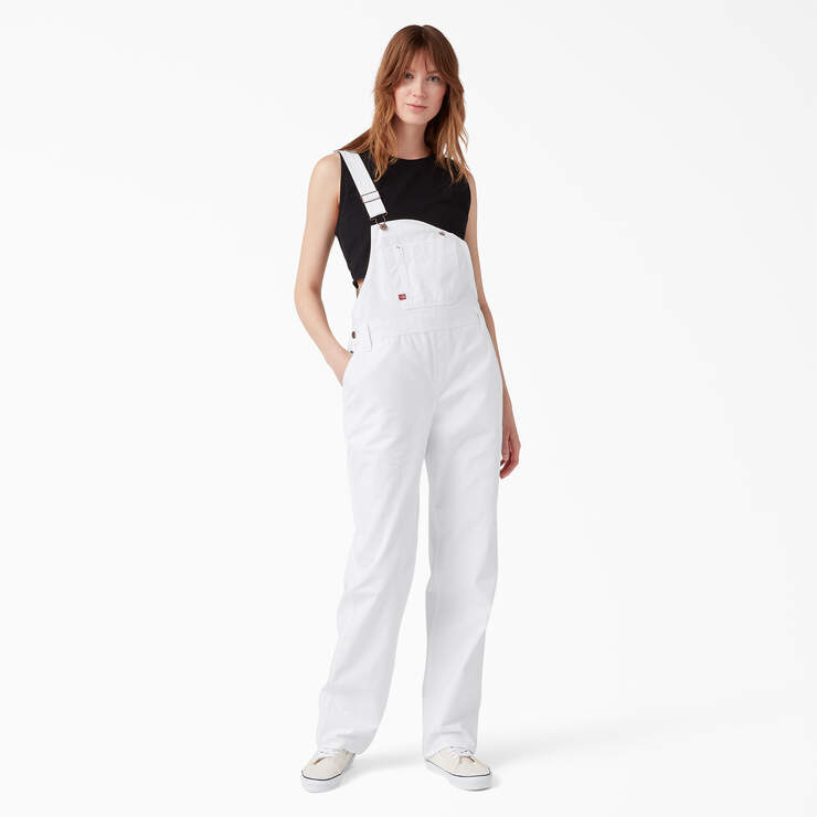 Women's Relaxed Fit Bib Overalls - White (WH) image number 5