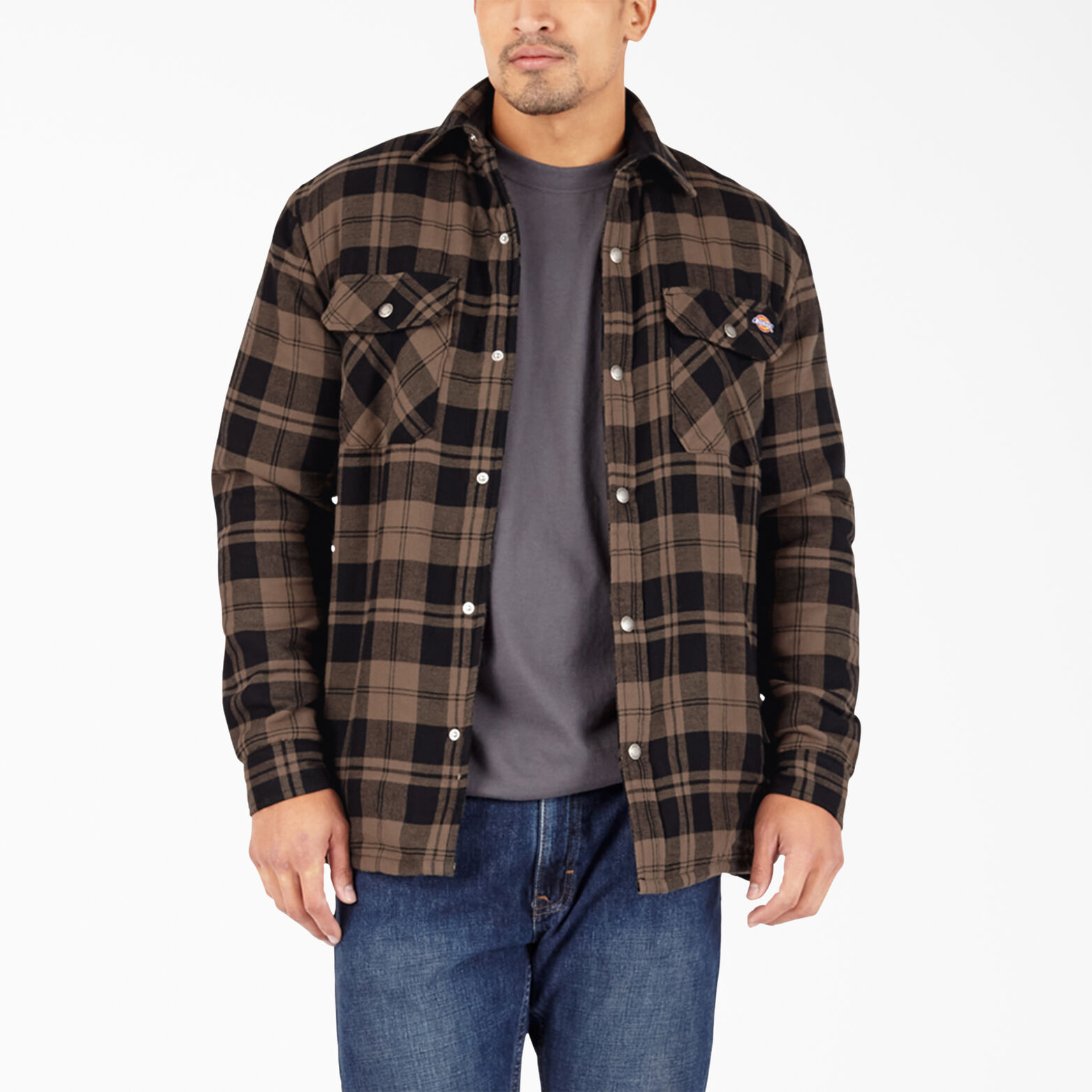 Sherpa Lined Flannel Shirt Jacket with Hydroshield - Dickies CA ...