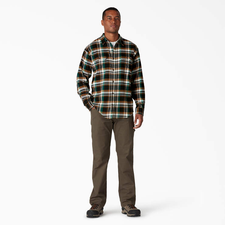 FLEX Long Sleeve Flannel Shirt - Black Cadmium Green Plaid (K2P) image number 4