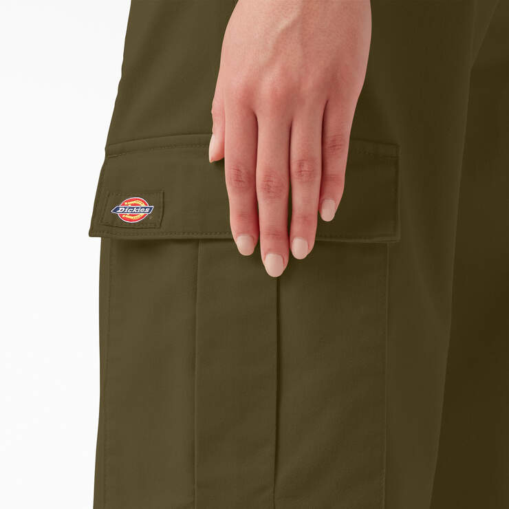 Women's Twill Crop Cargo Pants - Stonewashed Military Green (S2M) image number 6
