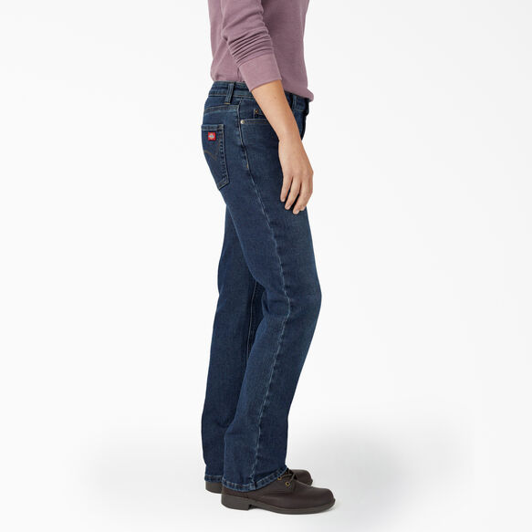 Jeans doubl&eacute; de coupe d&eacute;contract&eacute;e pour femmes - Stonewashed Medium Blue &#40;MSW&#41;