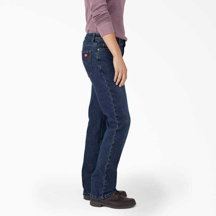 Jeans doublé de coupe décontractée pour femmes - Stonewashed Medium Blue (MSW) numéro de l’image 3