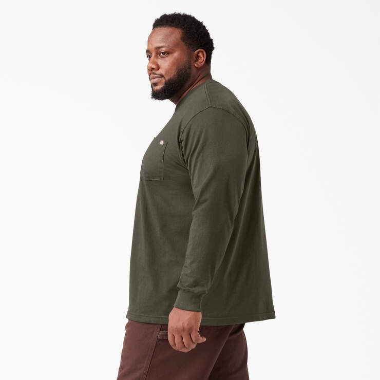 Heavyweight Long Sleeve Pocket T-Shirt - Moss Green (MS) image number 6