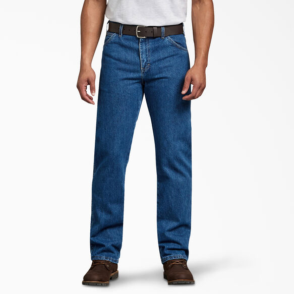 Regular Straight Fit 6-Pocket Denim Jeans - Stonewashed Indigo Blue &#40;SNB&#41;