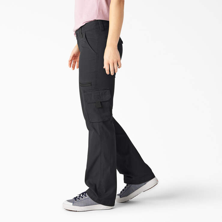 Women's Relaxed Fit Straight Leg Cargo Pants - Rinsed Black (RBK) image number 3