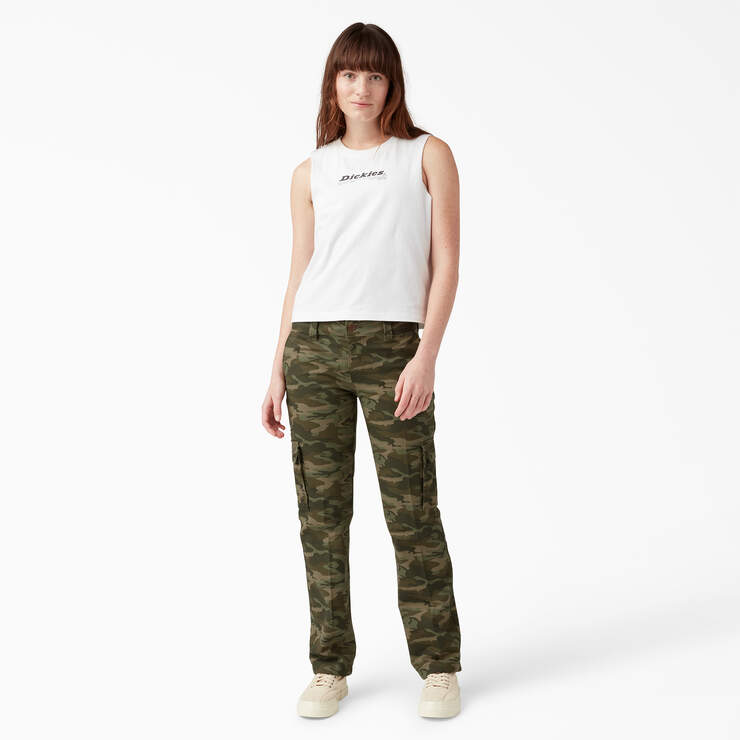Women's Relaxed Fit Cargo Pants - Light Sage Camo (LSC) image number 6