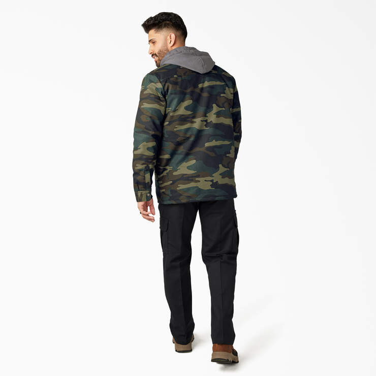 Water Repellent Duck Hooded Shirt Jacket - Hunter Green Camo (HRC) image number 6