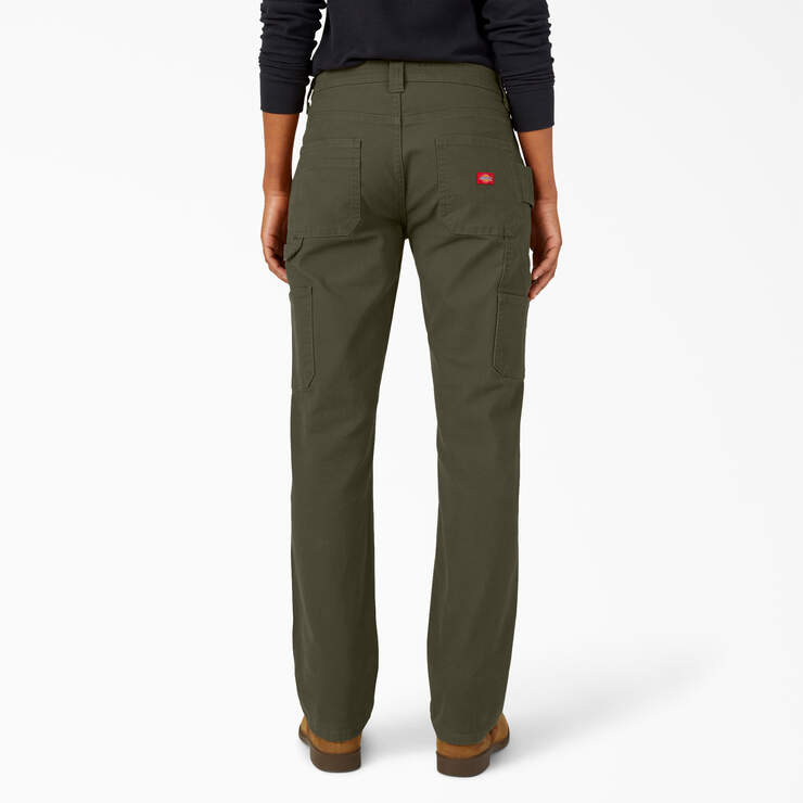 Pantalon menuisier en coutil de coupe droite et décontractée FLEX pour femmes - Rinsed Moss Green (RMS) numéro de l’image 2