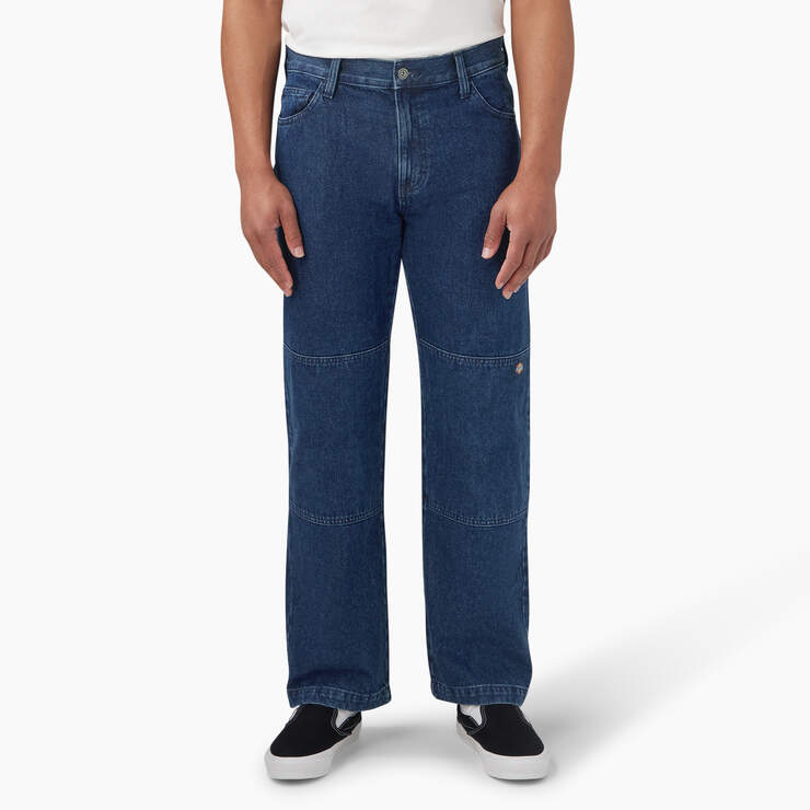 Loose Fit Double Knee Jeans - Stonewashed Indigo Blue (SNB) image number 1