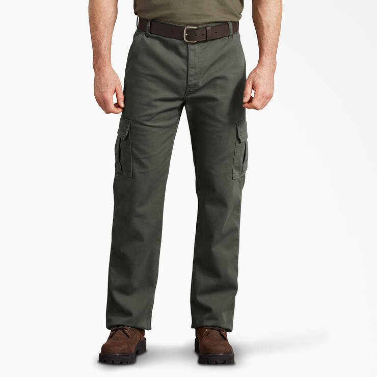 Pantalon cargo de coupe standard en coutil - Stonewashed Olive Green (SOG) numéro de l’image 1