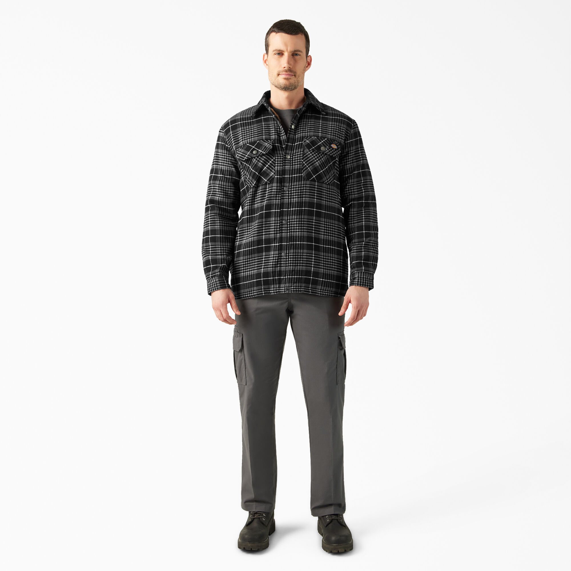 Water Repellent Fleece-Lined Flannel Shirt Jacket